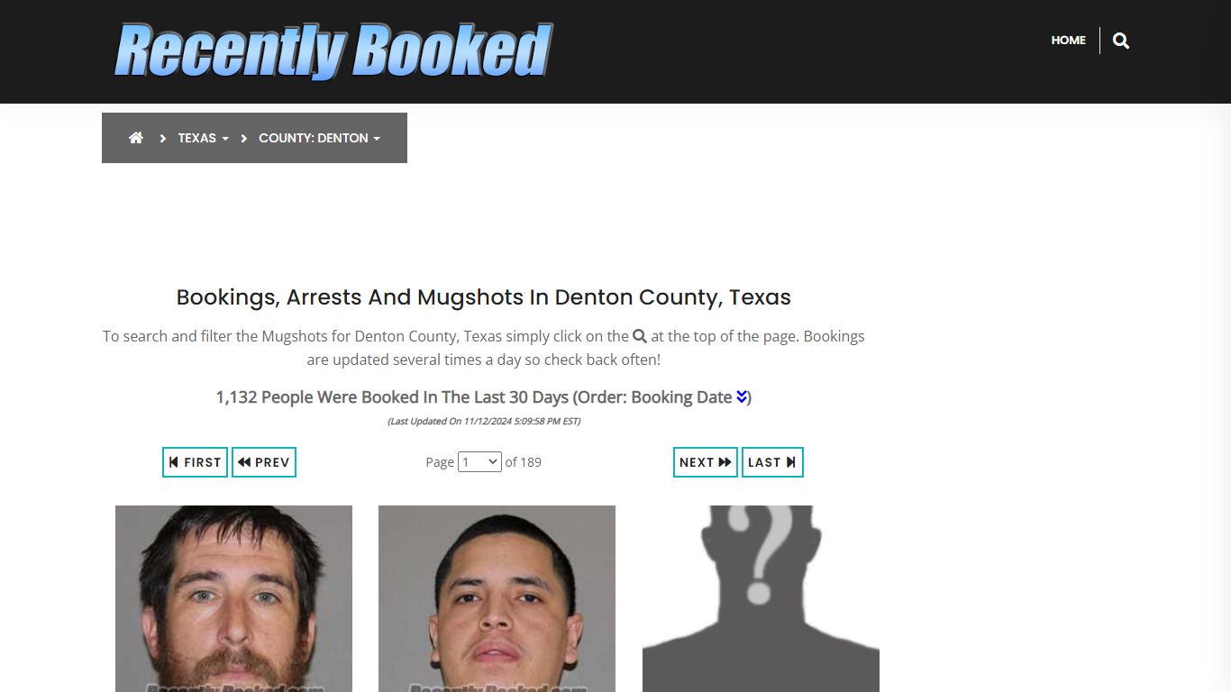 Bookings, Arrests and Mugshots in Denton County, Texas - Recently Booked