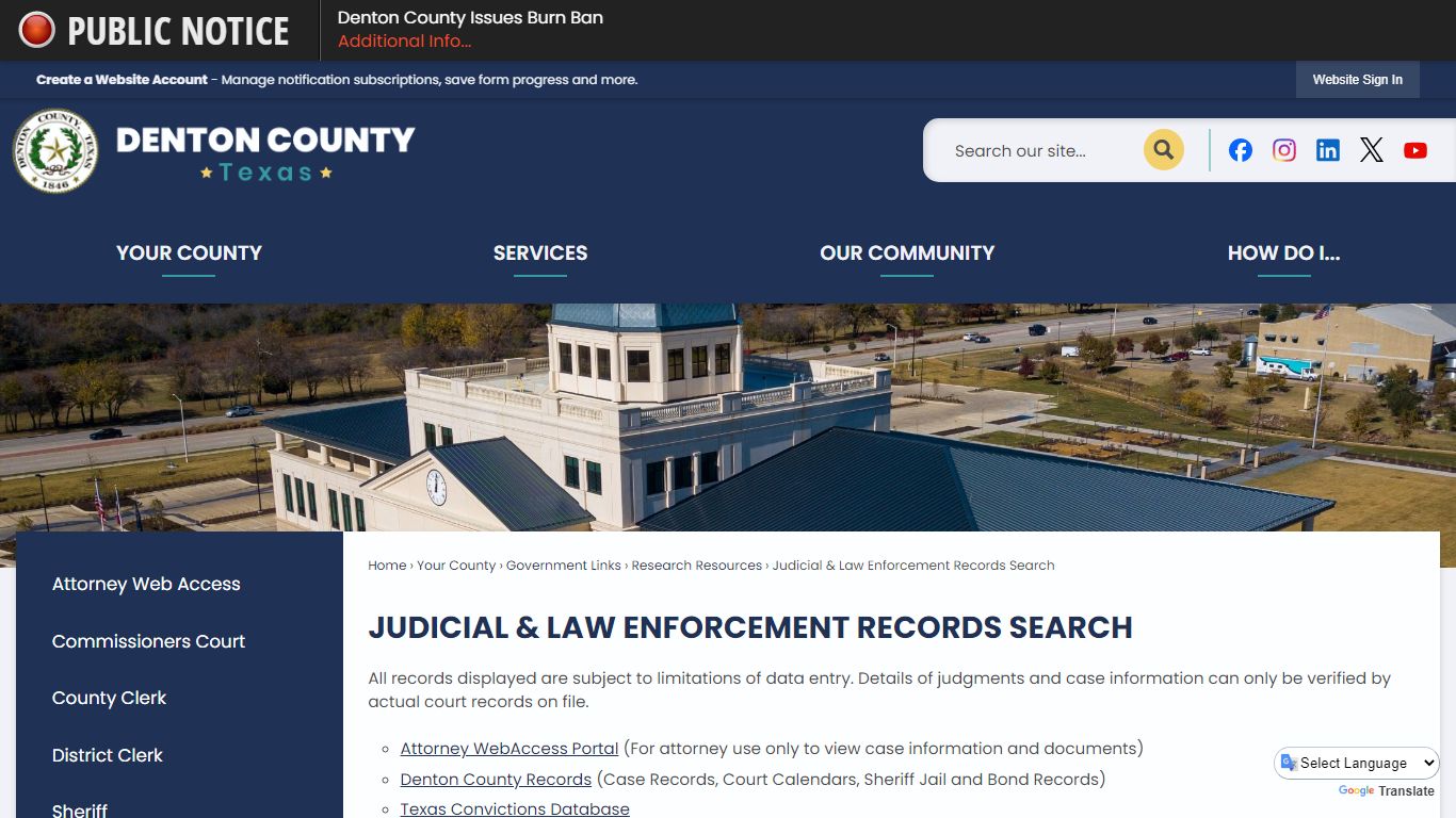 Judicial & Law Enforcement Records Search | Denton County, TX