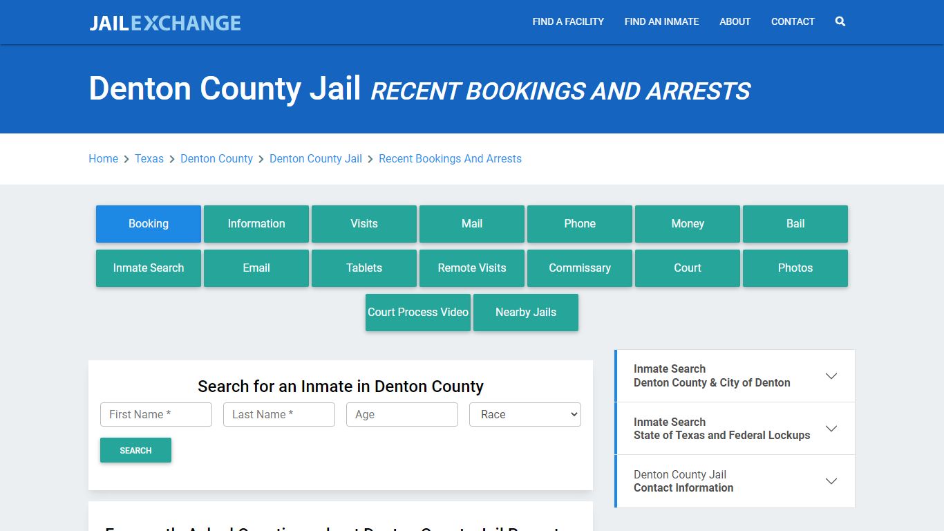 Denton County Jail Recent Bookings And Arrests - Jail Exchange